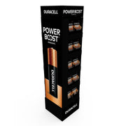 Duracell Coppertop 90 Pack Floor Tower Stand Display, Includes:  63 Packs of AA-4 pack - MN1500B4Z, 27 Packs of AAA-4 pack - MN2400B4Z, Set Up Dimensions: 13.25" (W) x 13.25" (L) x 48.75" (H)