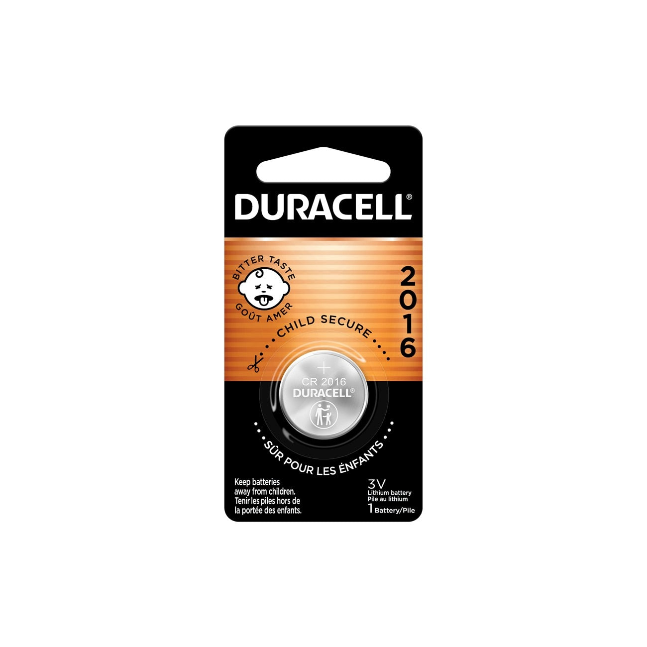 DL2016BPK Duracell Specialty Lithium Coin - Bitterant, 1 Pack