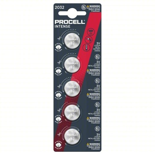 Procell Specialty Lithium Coin Intense PX2032, 3V, 5-Pack Tear Strip,4 Packs per box 40 Packs per case/Case
