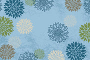 Delightful Dahlia Decorative Carpet  - 4ft x 6ft - Rectangle - Blue