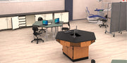 NPS® Mobile Science Cabinet with Inner Drawers & Shelf, Chem-Res Top, Surface Color: Black, Cabinet Color: Oak