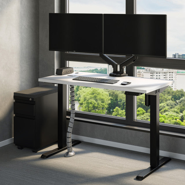 OfficeSource  Dual Monitor Arms with 1 USB-A, 1 USB-C - Charcoal
