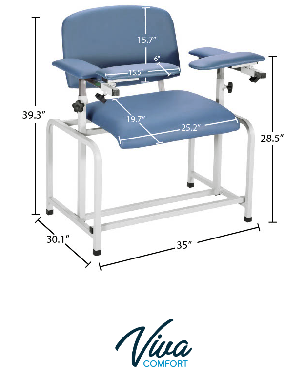 Bariatric Padded Blood Drawing Chair - Blue