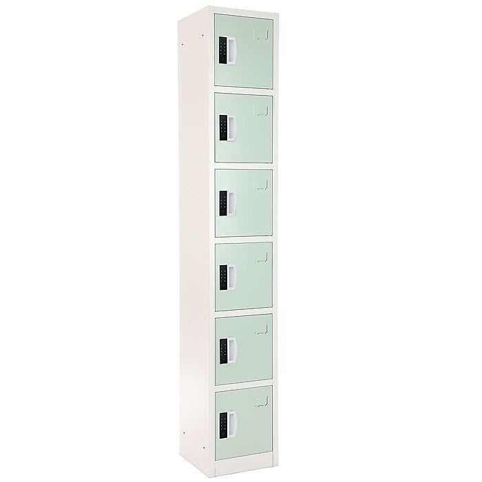 72" H x 12" W  6-Tier Steel Storage Locker with Digital Lock, Misty Green