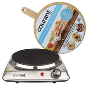 Courant Courant 1000 Watts Portable Single Electric Burner, Stainless Steel Design with Food Board Included