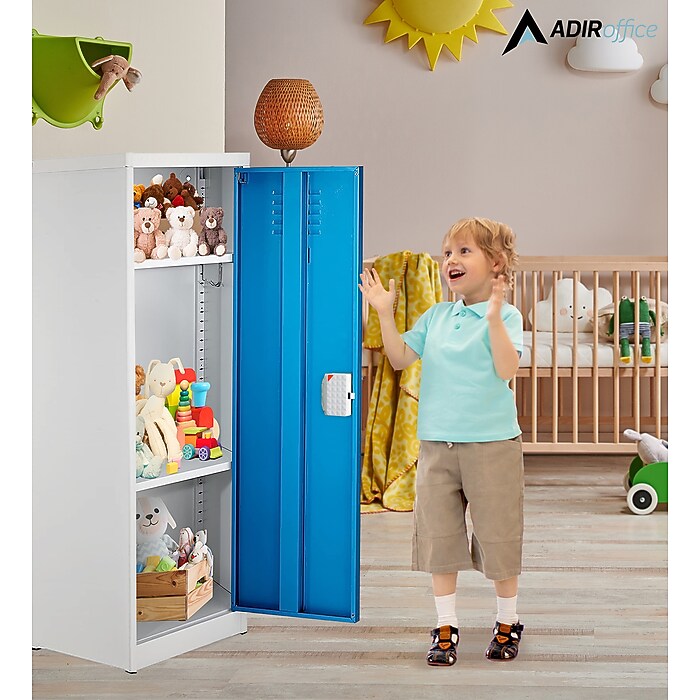 48" H x 15" W Steel Single Tier Storage Locker with Digital Lock, Blue