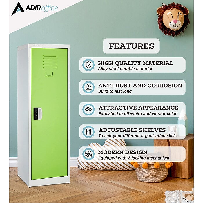 48" H x 15" W Steel Single Tier Storage Locker with Digital Lock, Green