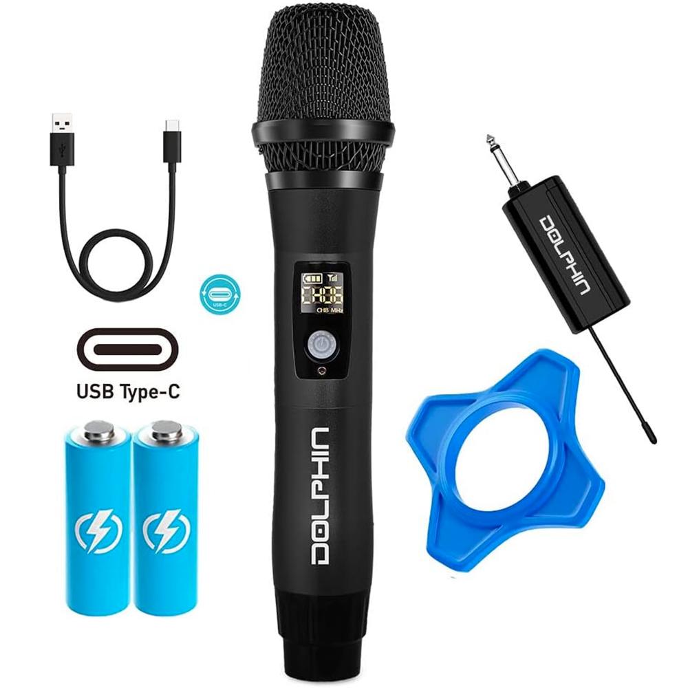 Dolphin Audio Dolphin UHF Rechargeable Wireless Microphone with 50 Channels, Anti-Interference Technology (MCX11) - Black