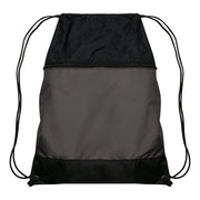 Drawstring Bag w/Zipper Pocket - Charcoal
