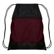 Drawstring Bag w/Zipper Pocket - Maroon