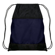 Drawstring Bag w/Zipper Pocket - Navy