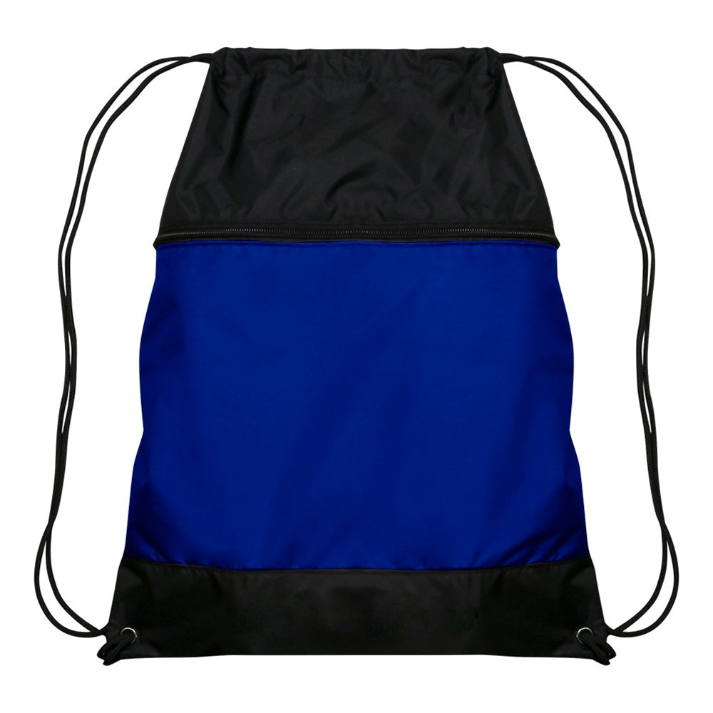 Drawstring Bag w/Zipper Pocket - Royal