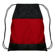 Drawstring Bag w/Zipper Pocket - Scarlet
