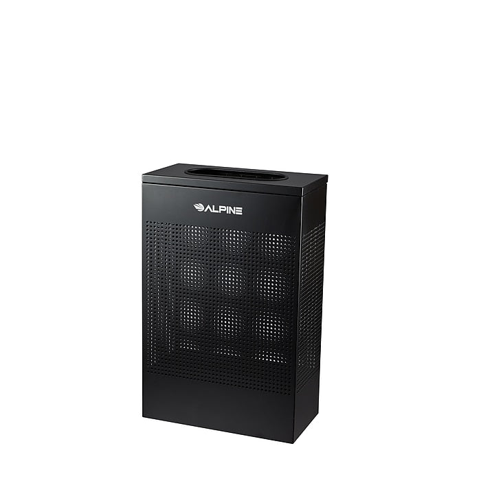 13 Gallon Black Perforated Metal Square Decorative Waste Receptacle