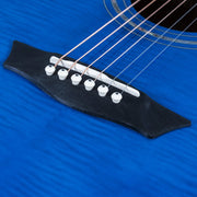Washburn EA15 Festival Series Mini Jumbo Cutaway Acoustic Electric Guitar, Flame Transparent Blue