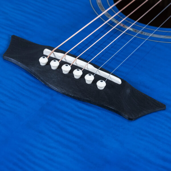 Washburn EA15 Festival Series Mini Jumbo Cutaway Acoustic Electric Guitar, Flame Transparent Blue