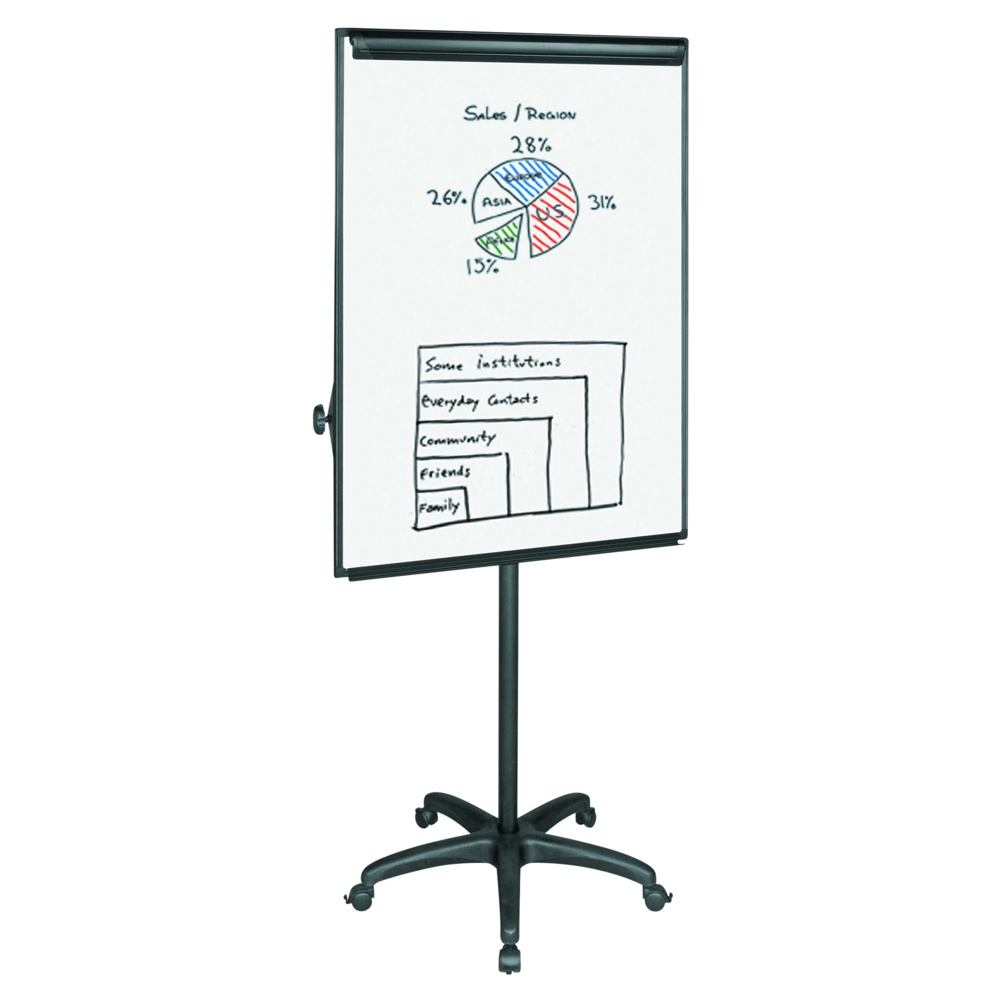 MasterVision Silver Easy Clean Dry Erase Mobile Pres. Easel, Black