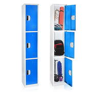 72" H x 12" W  Triple Tier Steel Storage Locker with Digital Lock, Blue