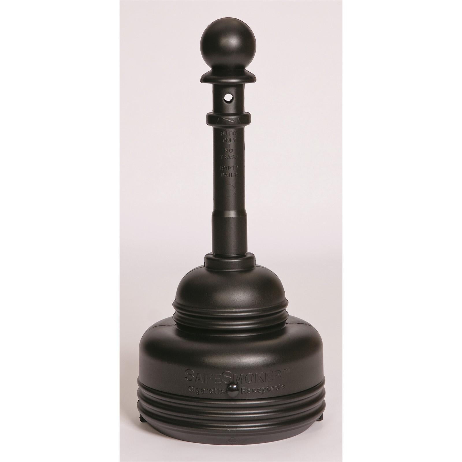 SAFESMOKERS, SafeSmoker Receptacle - Poly w/Metal Bucket-Black, CAPACITY: 5 Quart