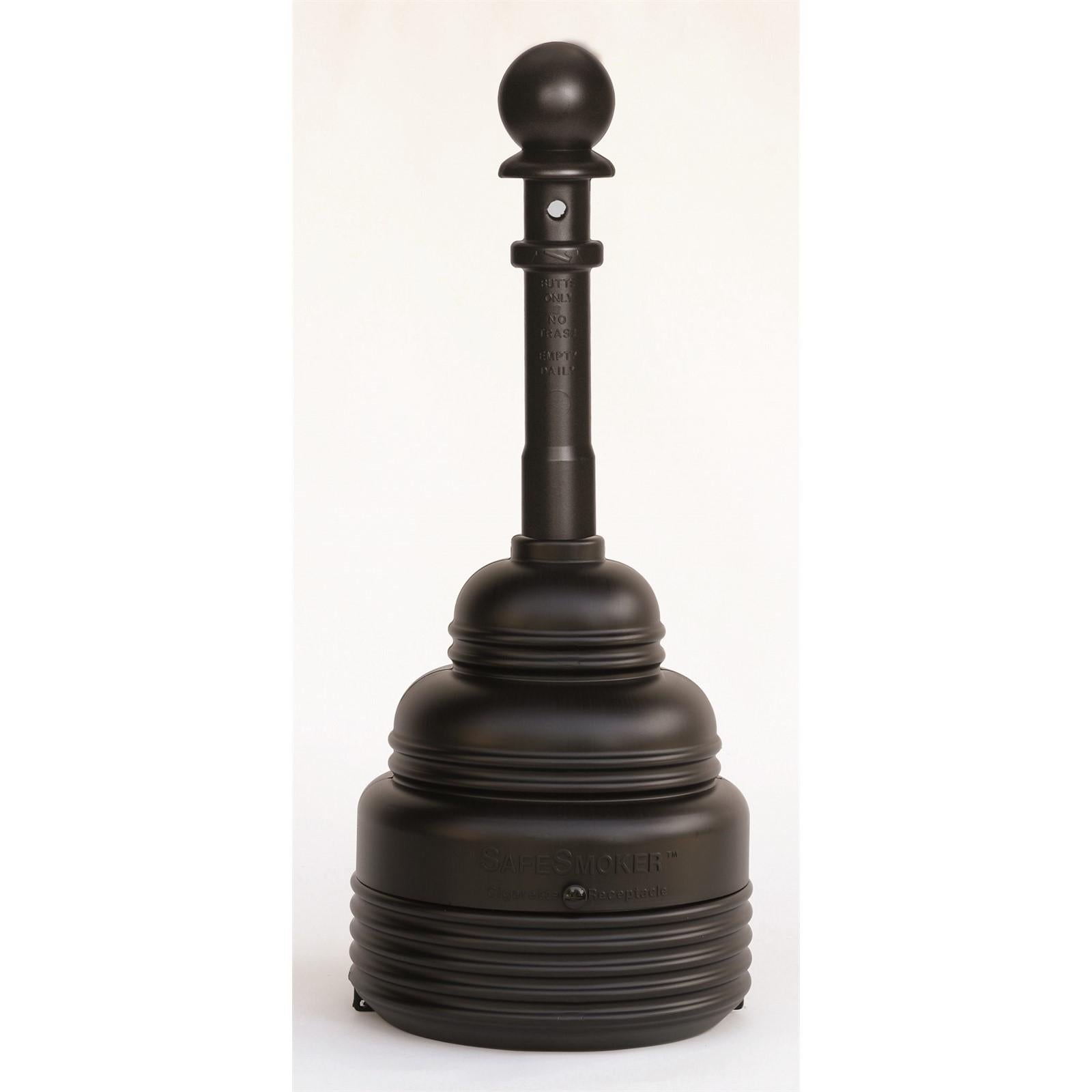 SAFESMOKERS, SafeSmoker Receptacle - Poly w/Metal Bucket-Black, CAPACITY: 4 Gal.