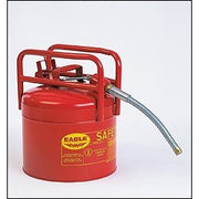 D.O.T. APPROVED TRANSPORT CANS, Red Galvanized Steel Type II Style Safety Can  w/7/8" Flexible Hose, CAPACITY: 5 Gal.