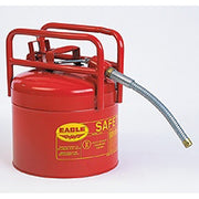 D.O.T. APPROVED TRANSPORT CANS, Red Galvanized Steel Type II Style Safety Can   w/5/8" Flexible Hose, CAPACITY: 5 Gal.