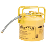 D.O.T. APPROVED TRANSPORT CANS, Yellow Galvanized Steel Type II Style Safety Can  w/7/8" Flexible Hose, CAPACITY: 5 Gal.