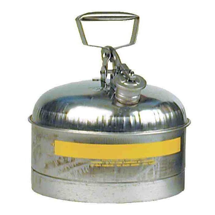 SAFETY CANS, Stainless Steel w/Teflon Cap Gasket, CAPACITY: 2 1/2 Gal.