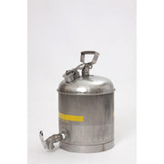 SAFETY FAUCET CANS, Stainless w/SS ECO Faucet w/Teflon Gasket, CAPACITY: 5 Gal.