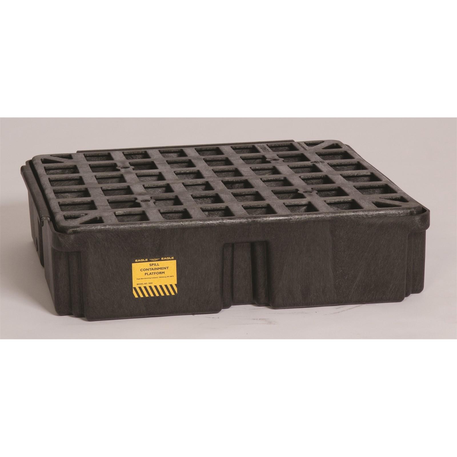 Eagle Manufacturing 1 Drum Black Modular Platform Unit-No Drain, 15 gal capacity, Black, 2,000 lb. load, Size: 26"x 24-1/2" x 6-1/2", Wt: 16 lbs