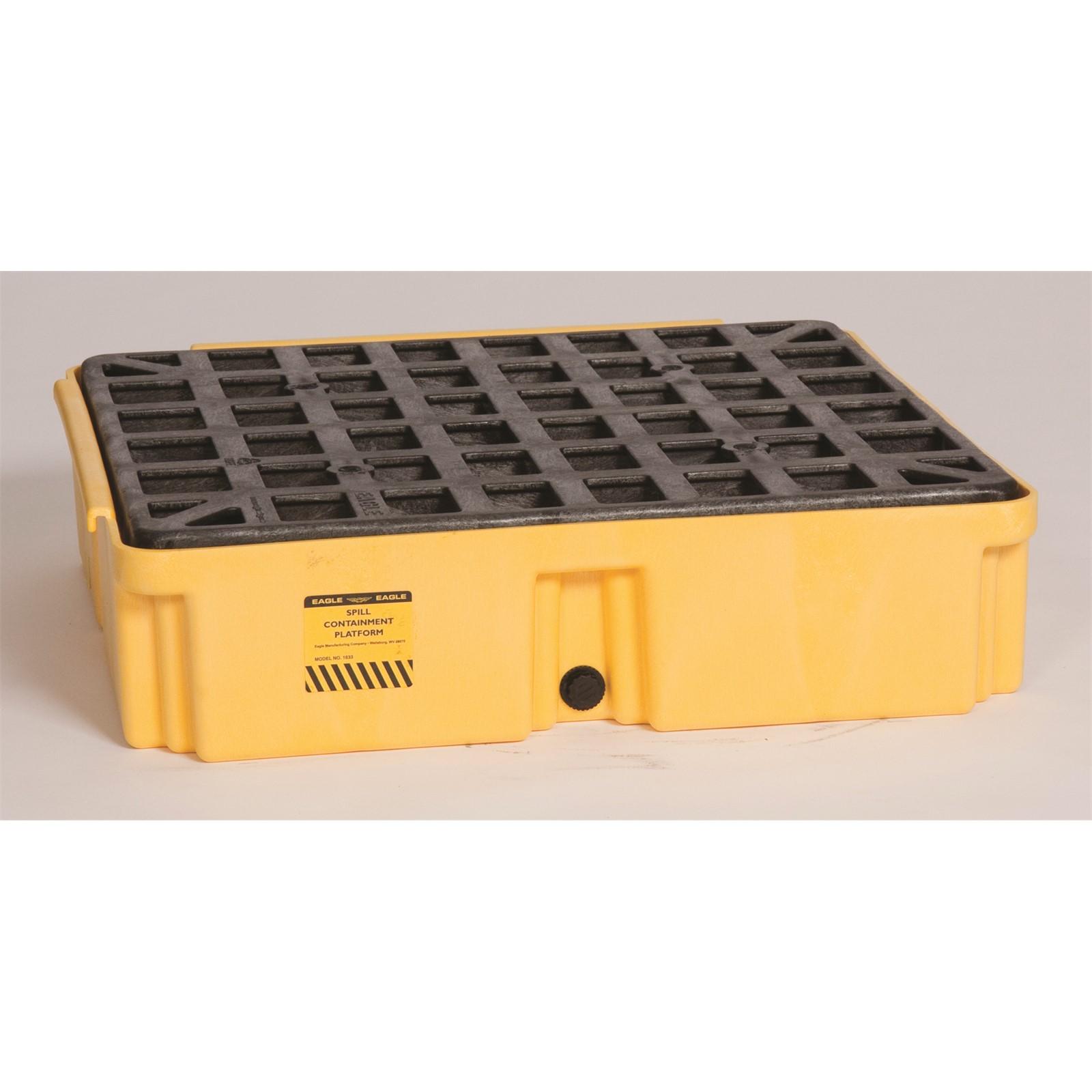 Eagle Manufacturing 1633D, 1 Drum Modular Platform Unit with drain, 15 gal capacity, Yellow, 2,000 lb. load, priced and sold per each