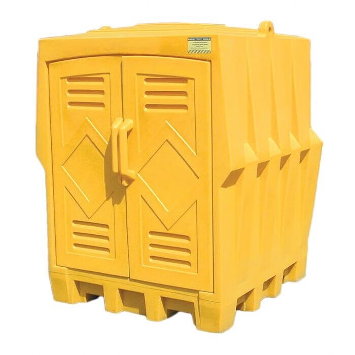OUTDOOR STORAGE & TWO DRUM WORKSTATIONS, 4 Drum Poly Outdoor Storage Building