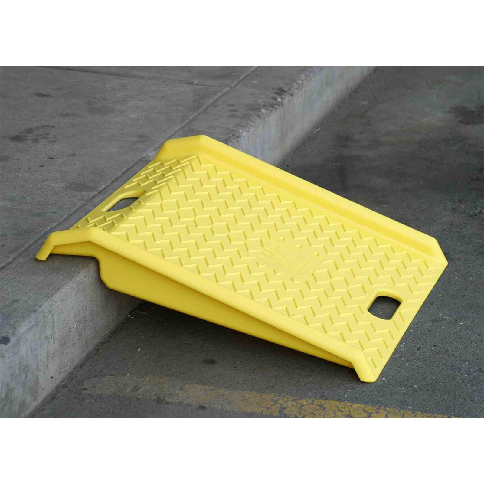 PARKING STOPS, SPEED BUMP, POLY CURB RAMP, POLY DOCKPLATE, Poly Curb Ramp-Yellow (1000 # Load)