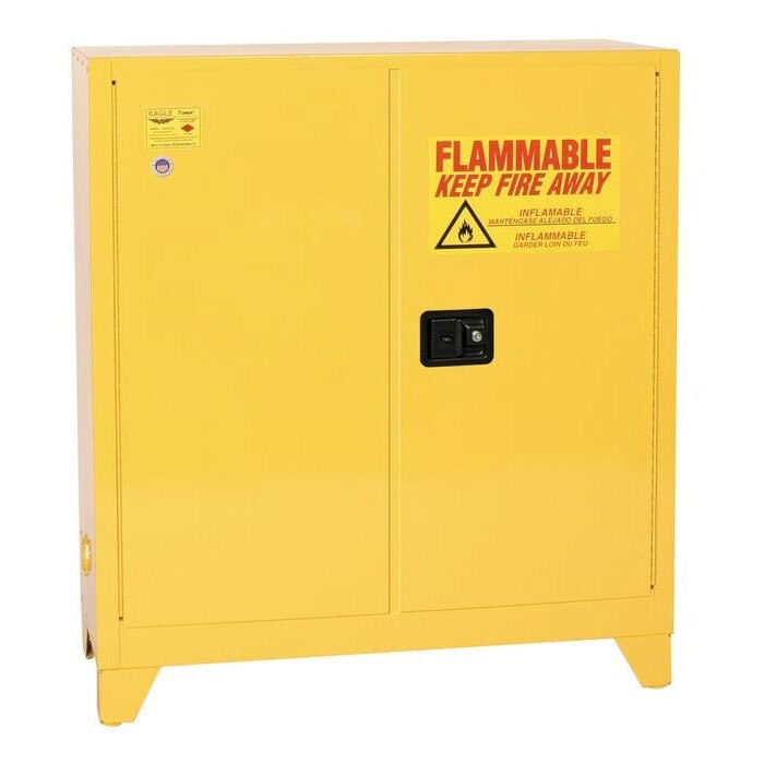 TOWER CABINETS (YELLOW ONLY), Two Door Manual Close w/4" Legs One Shelf, CAPACITY: 30 Gal.