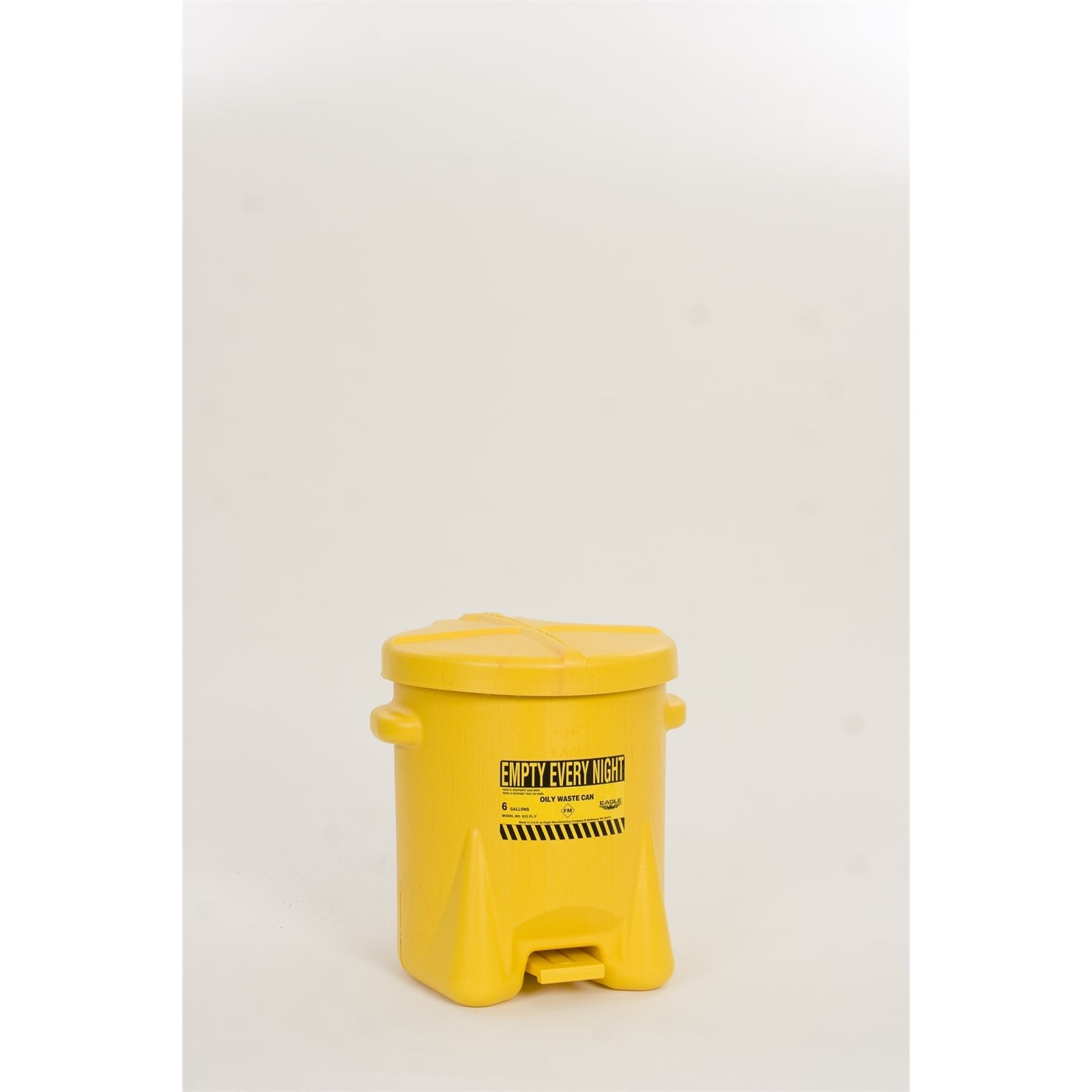 SAFETY OILY WASTE CANS, Polyethylene - Yellow w/Foot Lever, CAPACITY: 6 Gal.