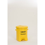 SAFETY OILY WASTE CANS, Polyethylene - Yellow w/Foot Lever, CAPACITY: 6 Gal.