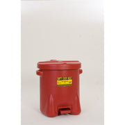 SAFETY OILY WASTE CANS, Polyethylene - Red w/Foot Lever, CAPACITY: 14 Gal.