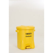 SAFETY OILY WASTE CANS, Polyethylene - Yellow w/Foot Lever, CAPACITY: 14 Gal.