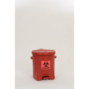 SAFETY BIOHAZARDOUS WASTE CANS, Polyethylene - Red w/Foot Lever, CAPACITY: 6 Gal.