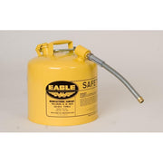 TYPE II SAFETY CANS-GAVANIZED STEEL, Yellow - w/5/8" O.D. Flex Spout, CAPACITY: 5 Gal, NOTE: TYPE II SAFETY CANS ARE ALSO AVAILABLE IN BLUE & RED AT SAME PRICE AS Yellow CANS