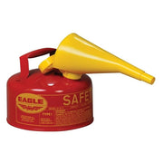 SAFETY CANS, Metal - Red w/F-15 Funnel, CAPACITY: 1 Gal.