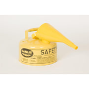 SAFETY CANS, Metal - Yellow w/F-15 Funnel, CAPACITY: 1 Gal.