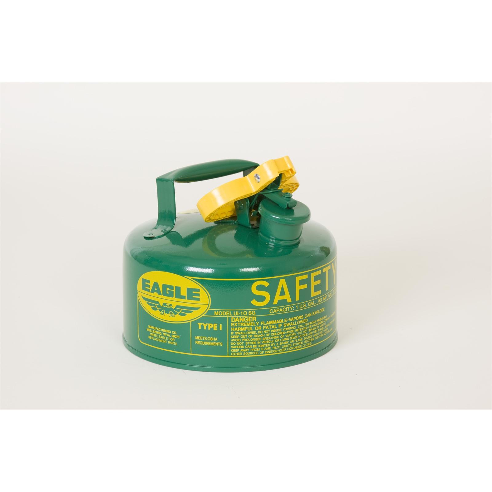 SAFETY CANS, Metal - Green (Oils or Combustibles), CAPACITY: 1 Gal.