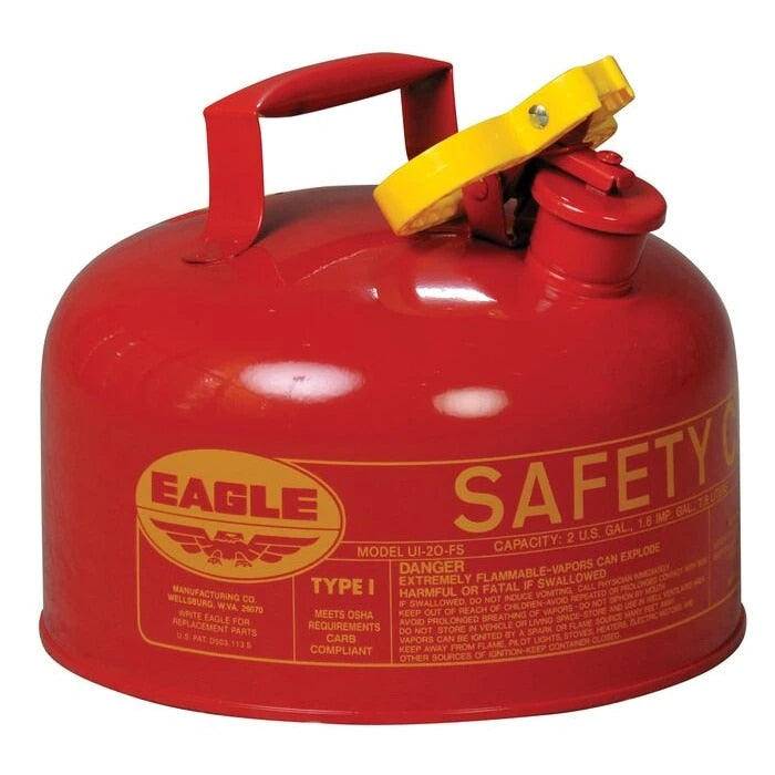 Eagle Safety Cans, Type 1 Safety Cans meet OSHA & NFPA Code 30 requirements 2 gallon galvanized steel Red, You can also sub the UI20FS this one has a Funnel.