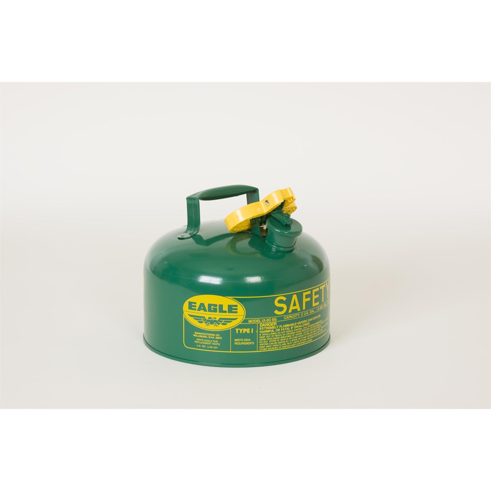 SAFETY CANS, Metal - Green (Oils or Combustibles), CAPACITY: 2 Gal.