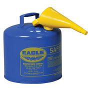 SAFETY CANS, Metal - Blue w/F-15 Funnel, CAPACITY: 5 Gal.