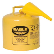 SAFETY CANS, Metal - Yellow w/F-15 Funnel, CAPACITY: 5 Gal.
