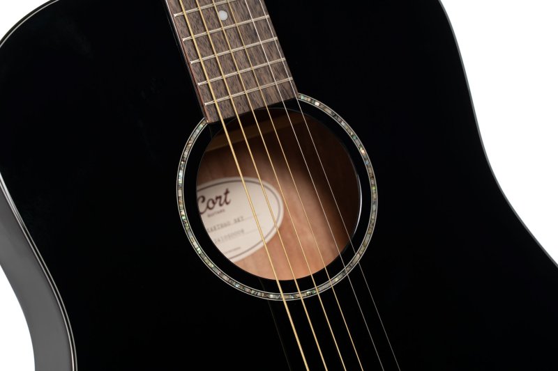 Cort EARTH60BK Earth Series 60 Dreadnought Acoustic Guitar, Back Gloss