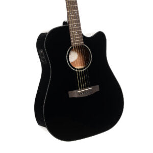 Cort EARTH60CEBK Earth Series 60 Dreadnought Acoustic Electric Guitar, Black Gloss