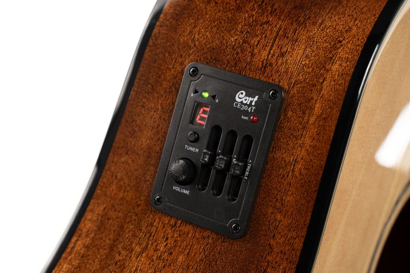 Cort EARTH60CENAT Earth Series 60 Dreadnought Acoustic Electric Guitar, Natural Glossy